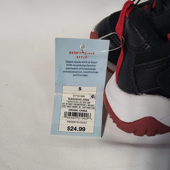 Cat & Jack Toddler Boys NWT Black Jordie Basketball High Top Sneakers Size 5T - Picture 3 of 12